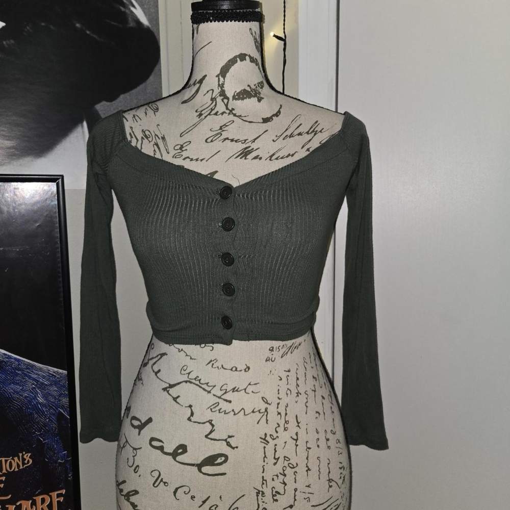 Fashion Nova Army Green Crop Top